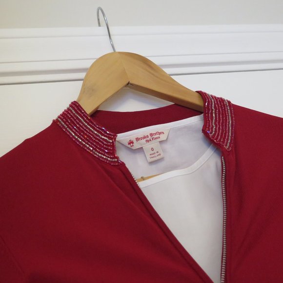 NEXT UK 🇬🇧 - Red bead edged zip up cardigan - Picture 5 of 13